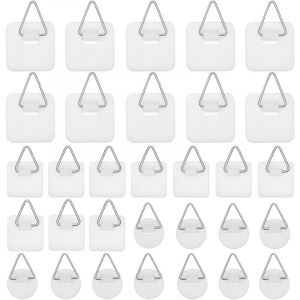 30 Pièces Crochet Adhesif Mural , Accroche Tableau Adhesif Invisibles, Attache Murale sans Percer, Fixation Cadre sans Percer pour Photos Tableaux