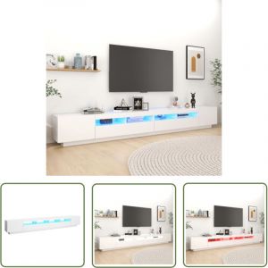 Les Tendances - The Living Store Meuble tv avec lumi&egrave;res led Blanc 300x35x40 cm - Meuble Tv - Meuble T&eacute;l&eacute;viseur - Meuble Tv Led - Luminaire Int&eacute;gr&eacute;