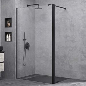 Paroi de Douche &agrave; L'italienne Transparent Pare-Douche Verre de S&eacute;curit&eacute; 10mm Bremen2K 80x200cm Montage R&eacute;versible + Partie Lat&eacute;rale 30cm Profil&eacute; Noir