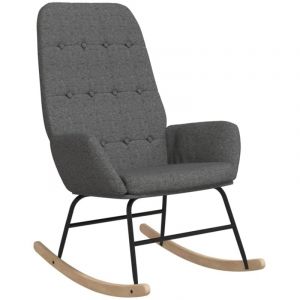 Décoshop26 - Fauteuil à bascule d'allaitement rembourré relax pour salon en tissu gris clair DEC028958