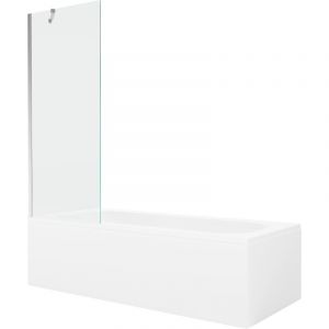 Mexen - Vega baignoire rectangulaire 170 x 70 cm avec tablier et paroi 1 volet 70 cm, transparent, chrome - 550117070X9507000001