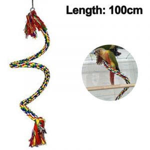 Perroquet Corde Oiseau Coton Balan&ccedil;oire Perroquet Jouet Oiseau Perche Corde &Eacute;lastique, Corde &agrave; l'aide de Cloche pour les Oiseaux, Perruches, Perruches