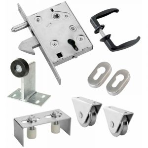 Estebro &ndash; Kit complet portail coulissant roue acier inoxydable AISI 304 &Oslash;80x20mm &ndash; Charge maximale 655 kg &ndash; Serrure &agrave; crochet incluse