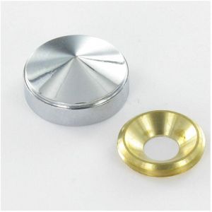 Rosace conique ou cache vis (1 rosace et 1 cuvette de vis) Laiton chrome Diamètre 18 Pour Vis M6 Conditionnement: 1 pièce