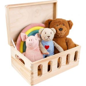 Coffre Bo&icirc;te De Rangement Jouets en Bois 30 x 20 x 14 Cm