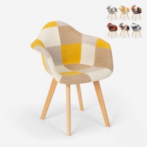 Fauteuil patchwork de cuisine et salon au design nordique Herion - Patchwork 3