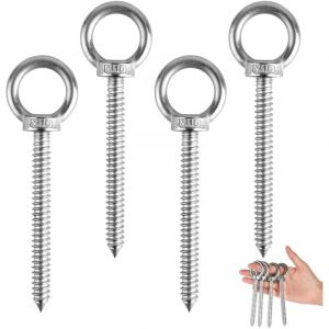 4 Pièces Gros Boulon M10 x 60mm, Oeillet A Visser Heavy Duty En Acier Inoxydable, Anneau De Levage Argenté M10, Piton à Visser pour Hamacs, Stores,