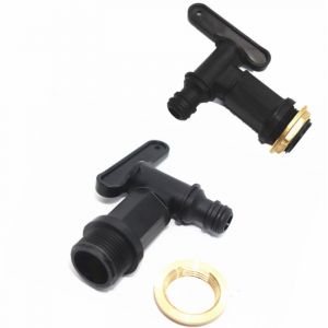 BEBUSINGOTO 2 Pi&egrave;ces Robinet Cuve Plastique, Robinet Filet&eacute; M&acirc;le 3/4'' pour Collecteur R&eacute;cup&eacute;rateur Eau Pluie, Adaptateur de bo&icirc;te de Rangement d'eau