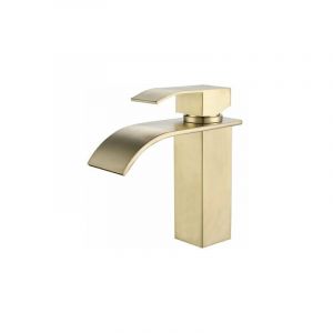 Trimec - Robinet Lavabo Cascade Doré Moderne Robinet Mitigeur pour Salle de Bain Eau Chaude et Froide Réglable-