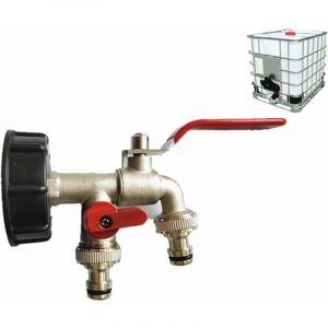 Lucky-88 - Adaptateur de cuve Dual. S60 x 6 au Laiton Robinet de Jardin. diamètre de Sortie 1/2quot. diamètre d'entrée 60mm. Sortie raccord Rapide