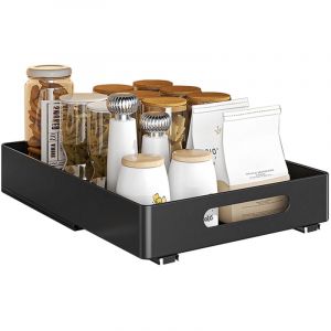 Panier de Rangement Coulissant,Tiroir Coulissant Cuisine,Tiroir Organisateur, Porte-&eacute;pices, Panier Coulissant sous Evier, Etag&egrave;re de Rangement pour