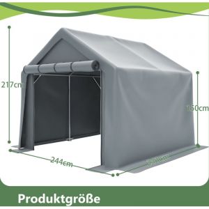 Abri de jardin - Garage &agrave; v&eacute;los 244 x 241 x 217 cm, abri de jardin polyvalent, armature acier galvanis&eacute;, b&acirc;che PE 170 g/m&sup2;, gris fonc&eacute;