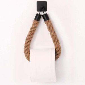 Porte-Papier Toilette,Porte-Serviette en Corde de Chanvre pour Salle de Bain et Cuisine Porte-Papier Salle de Bain Support de Rouleau de Serviette