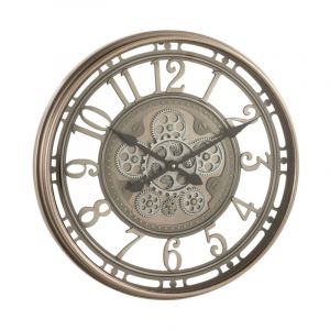 Paris Prix - Horloge Murale Vintage 'Mécanisme' 53cm Argent
