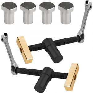 2 Etau Etabli Avec 4 Bench Dog, Serre Joint Menuisier pour Trous de Banc de 20 mm, Pince Etau Positionnement, Clip de Bureau Réglable, Accessoire