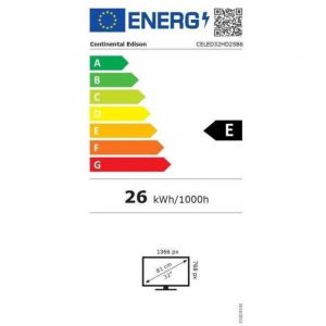 T&eacute;l&eacute;viseur LED CONTINENTAL EDISON CELED32HD25B6 32" (81 cm) HD Noir
