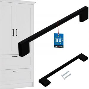 Poign&eacute;e de meuble de cuisine KOTARBAU&reg; classique moderne oblongue longue noir mat 190 mm entraxe 160 mm