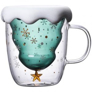 Jolie tasse de No&euml;l, tasse &agrave; caf&eacute;, tasse &agrave; th&eacute;, tasse &agrave; lait, verre isotherme double paroi, tasse &agrave; expresso (pour femmes, hommes, enfants, employ&eacute;s