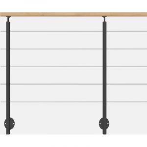 Kit garde-corps aluminium gris anthracite 2m pose lat&eacute;rale avec main courante h&ecirc;tre, Inoline KORDO