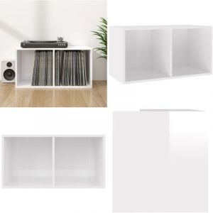 Vidaxl - Boîte de rangement de vinyles Blanc brillant 71x34x36 cm - Boîte De Rangement Vinyl - Meuble Rangement Disque Vinyle - Rangement Lp