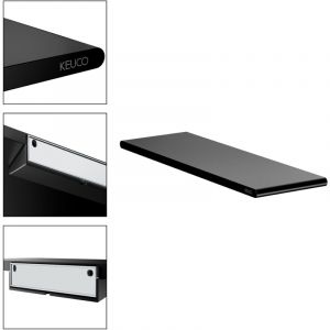 &Eacute;tag&egrave;re de douche &agrave; coller ou &agrave; percer KEUCO Rose, made in Germany, noir mat, largeur 32,8 cm, kit de collage inclus, panier de douche, fixation