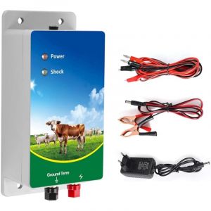 10KM Clôture électrique pour bétail, Électrificateur de clôture électrique, Contrôleur haute tension pour clôture pour moutons, bovins, chevaux et