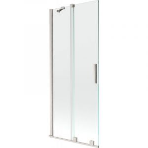 Mexen - Velar paroi de baignoire coulissante &agrave; 2 battants 85 x 150 cm, transparent, nickel bross&eacute; - 896-085-000-01-97