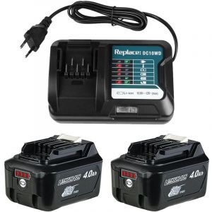 2X Batterie & Chargeur Pour Makita 10,8V 12V 4,0Ah BL1021B BL1041B BL1020B BL1040B BL1016 BL1015 Modèle de chargeur DC10WD DC10SB DC10WC