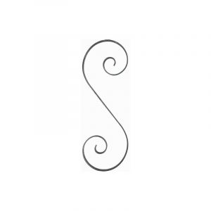 Volute en s coupe droite - Hauteur 360mm Largeur 125mm Plat lisse 16x4mm - Fer forgé - à souder Deco Fer Forge