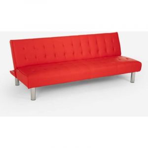 Canap&eacute; convertible 2 places clic-clac en similicuir inclinable design moderne Elly - Rouge