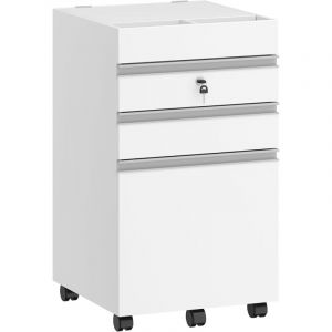 Caisson de Bureau, Meuble Casier sur roulettes,avec 3 tiroirs