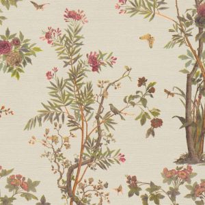 Papier peint floral Profhome 790431 papier peint intiss&eacute; gaufr&eacute; &agrave; chaud l&eacute;g&egrave;rement textur&eacute; avec des ornements floraux satin&eacute; cr&egrave;me vert-olive brun