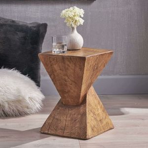 Unho - Table d'Appoint Design Bois Bout de Canap&eacute; de Salon Carr&eacute; B&eacute;ton L&eacute;ger Gu&eacute;ridon Style Moderne - 46x30x30cm M1