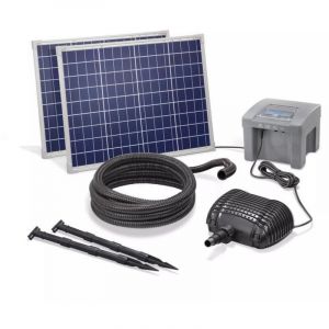 Kit pompe solaire bassin fontaine cascade Pro Batt 2600L-100W avec batterie