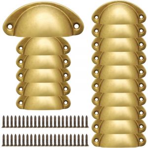 16 Pi&egrave;ces Poign&eacute;e Coquille Vintage M&eacute;tal, Poign&eacute;es de Tiroir Coquille Avec Vis, Poign&eacute;e Meuble Coquilles pour Placard, Tiroirs, Armoire