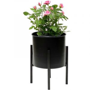 Tabouret &agrave; fleurs avec pot M&eacute;tal Noir 32 cm Porte-fleurs 96153 Colonne &agrave; fleurs Moderne Porte-plantes Tabouret &agrave; plantes - Dandibo
