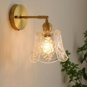 Applique murale &agrave; t&ecirc;te tournante en verre sculpt&eacute; transparent avec lumi&egrave;re chaude 4WLED, lampe d&eacute;corative d'int&eacute;rieur