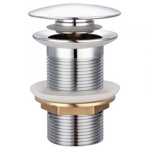 Bonde de lavabo &agrave; poussoir, sans trop-plein, bonde &agrave; clapet, pour &eacute;viers en laiton, chrom&eacute;e G 1-1/4 po, pour lavabos (sans trop-plein)