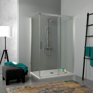 Cabine De Douche Transparente 140X70 Porte Coulissante En Crystal