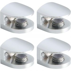 Support &Eacute;tag&egrave;re Verre R&eacute;glable de 5 &agrave; 8 mm, Support de Tablette en Verre Fixation Murale &agrave; Vis en Alliage de Zinc, Finition Chrome Poli 4 Pcs,