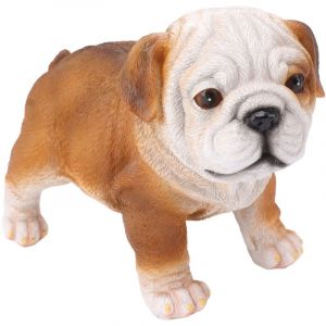 Feiyue - Statue de chiot bouledogue anglais Sculpture de bouledogue en résine réaliste pour décoration de porche de pelouse de jardin