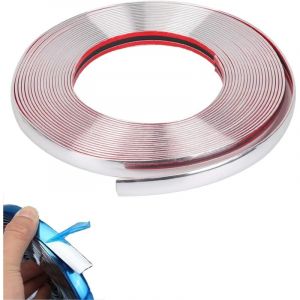 Bande Chrome Voiture, 15mm x 5m Chrome Bande de Garniture Voiture, Baguette Adhesive Chrom&eacute;e Surclass&eacute;e pour Voiture Carrosserie Fen&ecirc;tre D&eacute;coration