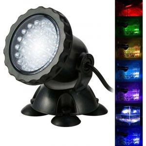 Projecteur Aquarium avec Base IP68 3.5W 12V Lampe Spot Eclairage Submersible Multicolore Angle R&eacute;glable Lampe Sous-Marine Led Submersible D&eacute;coration