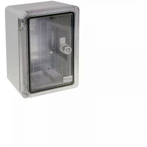 Ultra Secure - Coffret mural haute-résistance boîtier 300 x 200 x 130 - Porte transparente / Serrure triangle / Plaque / IP65 / abs