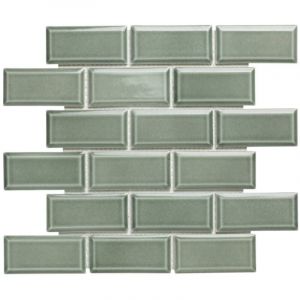 Mosaïque de grès cérame PARIS METRO 9,5x4,5cm - Vert - boîte de 0.86 m2