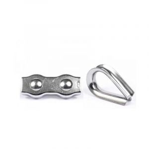 Kit Serre cable double et cosse coeur câble de 4mm inox