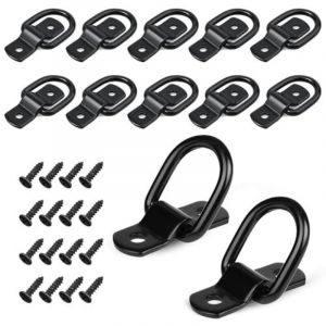 Lot de 12 anneaux d'arrimage, anneau d'arrimage en D pour remorques avec 24 vis, anneaux d'arrimage, anneau d'arrimage noir, anneaux de fixation