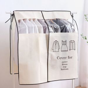 Housse Prot&egrave;ge Housses de V&ecirc;tements 120 &times; 120cm Beige Housse de Anti-Poussi&egrave;re Protection Portant Universelle Garment Covers pour Tringle &agrave; V&ecirc;tements