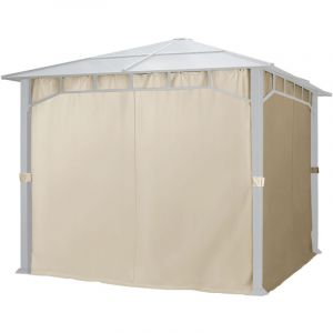 Toolport - Rideaux (set de 4 toiles) pour tonnelle de jardin Sunset Deluxe 3x3 m, couleur champagne