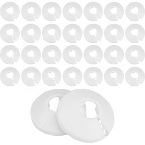 30 Pi&egrave;ces Plomberie Rosace de Radiateur, Coffrage Cache Trou Tuyau, Rosaces Robinet Mitigeur Douche, Couvercle Blanc Solide Pipe, Colliers de Pipe en